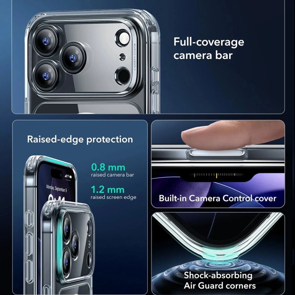 Husa pentru iPhone 17 Pro Max, slim, ESR Classic Hybrid HaloLock, Transparenta - 1 | YEO