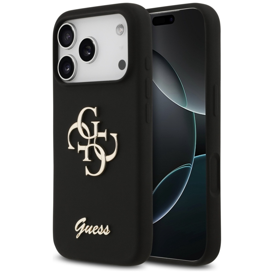 Husa pentru iPhone 17 Pro, Silicone Big 4G Script, Protectie Slim, Negru
