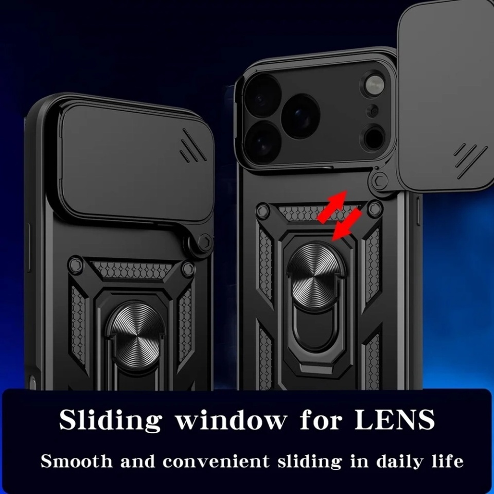 Husa pentru iPhone 17 Pro, SKYDDAR INNOVATION, CamShield, Inel magnetic, set cu sticker, Negru - 2 | YEO