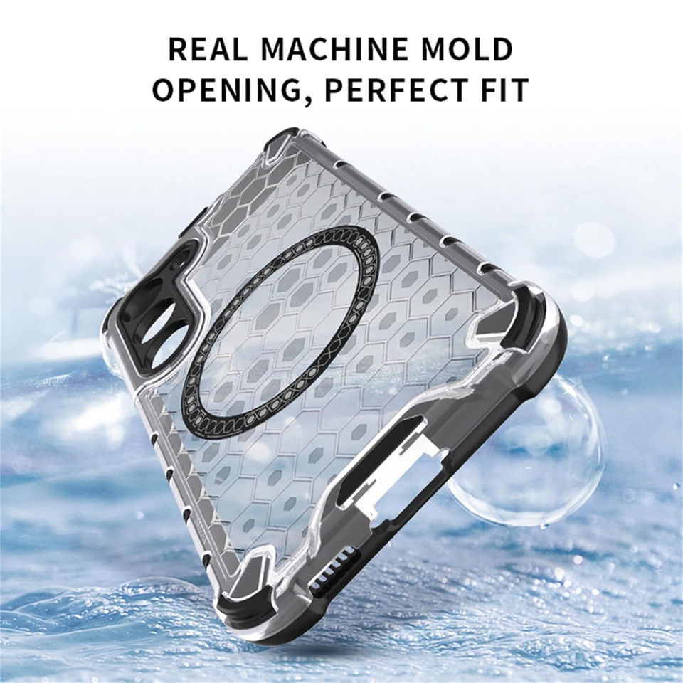 Husa pentru iPhone 17 Pro, SKYDDAR INNOVATION, HoneyComb Shield MagSafe, Alb, set cu sticker - 3 | YEO