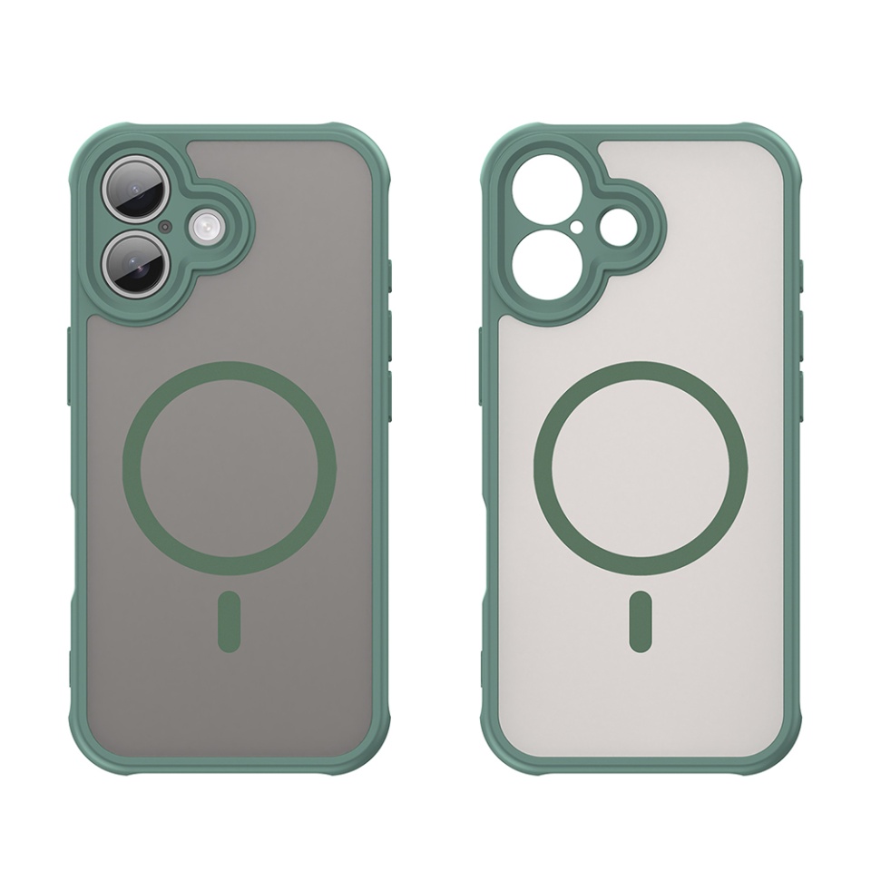 Husa pentru iPhone 17, SKYDDAR INNOVATION, HaloFrost MagSafe II, Antisoc, set cu sticker, Verde - 1 | YEO