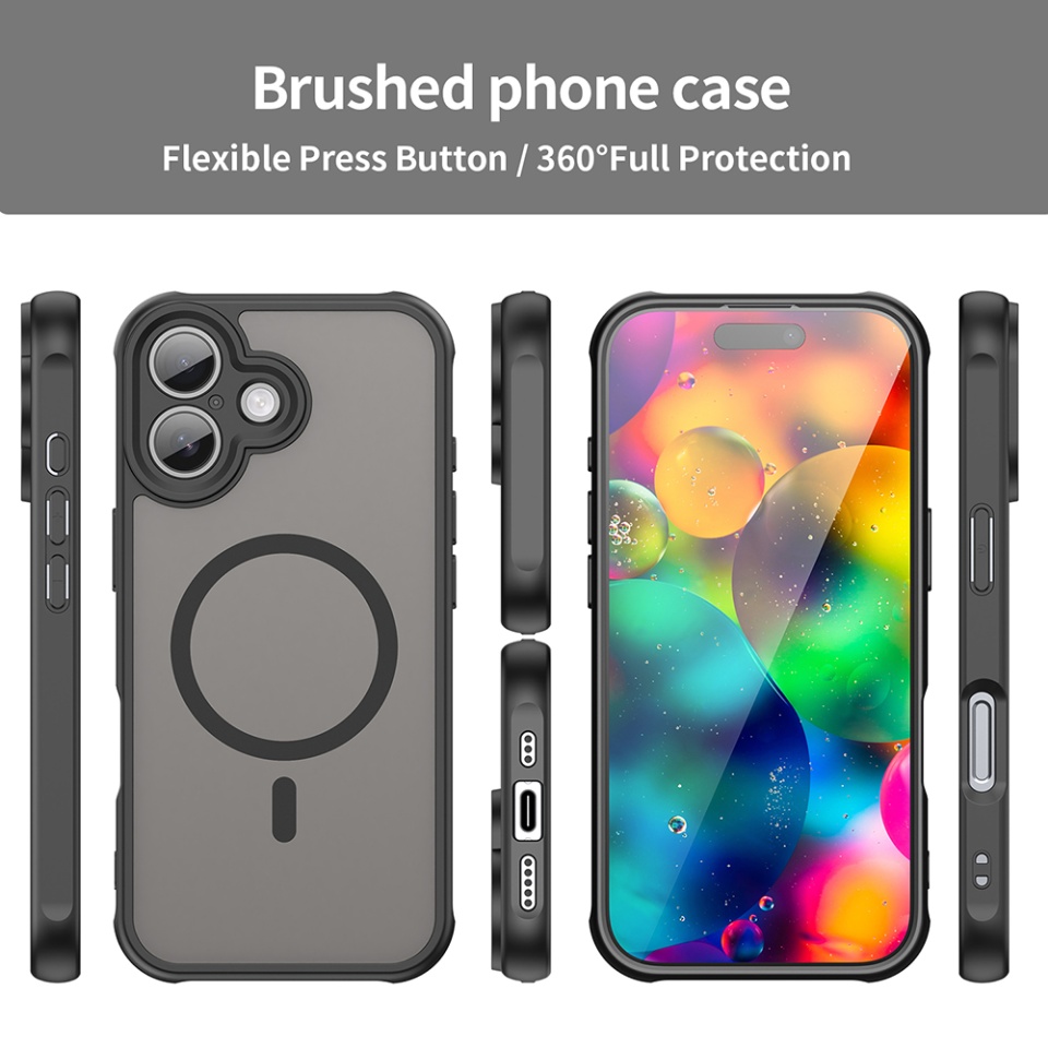 Husa pentru iPhone 17, SKYDDAR INNOVATION, HaloFrost MagSafe II, Antisoc, set cu sticker, Negru - 2 | YEO