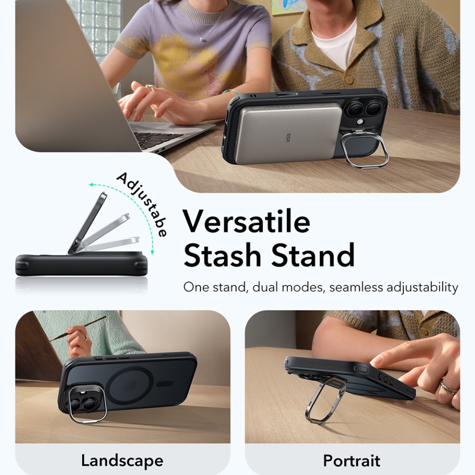 Husa pentru iPhone 17, slim, ESR Classic Hybrid HaloLock Kickstand, Negru frost - 2 | YEO