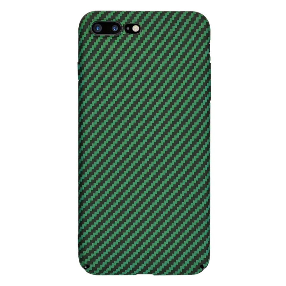Husa pentru iPhone 8 Plus / 7 Plus, SKYDDAR INNOVATION, textura carbon, Carbonite FiberShell, set cu sticker, Verde, - 2 | YEO