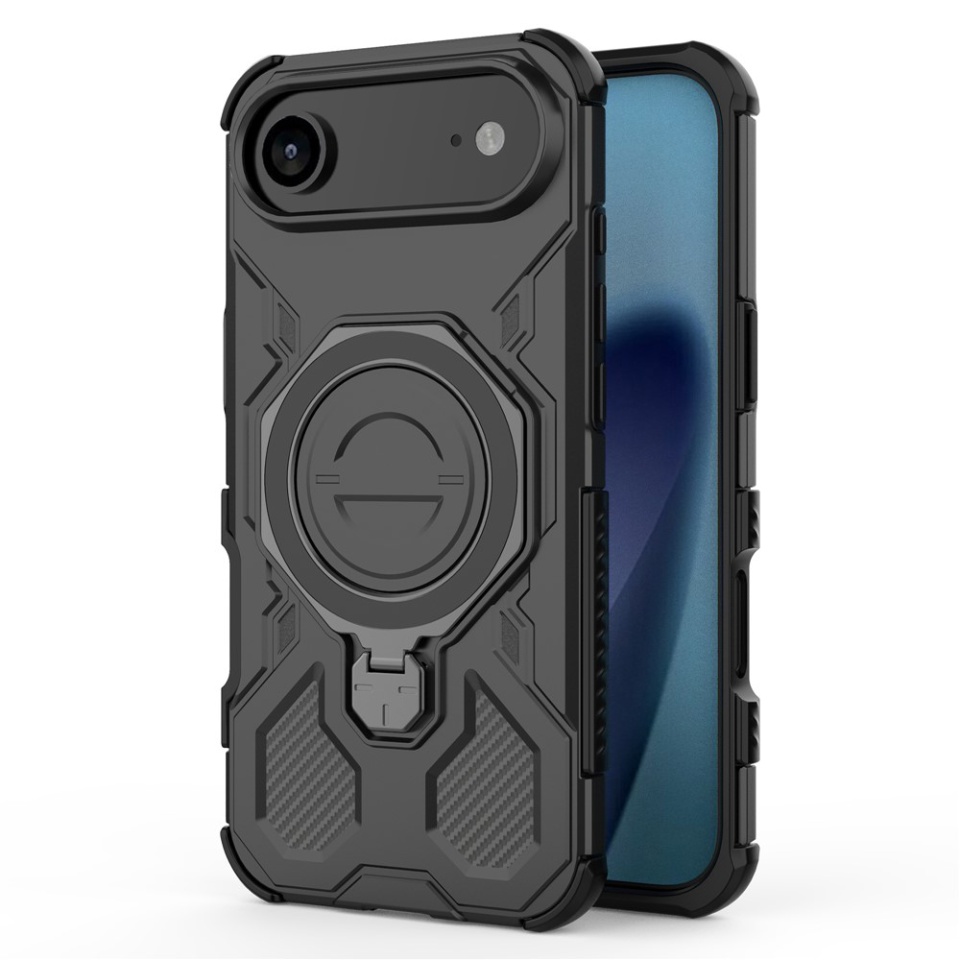 Husa pentru iPhone Air, Antisoc, SKYDDAR INOVATION, Carbon Shield PRO, Magsafe, set cu sticker, Negru - 1 | YEO