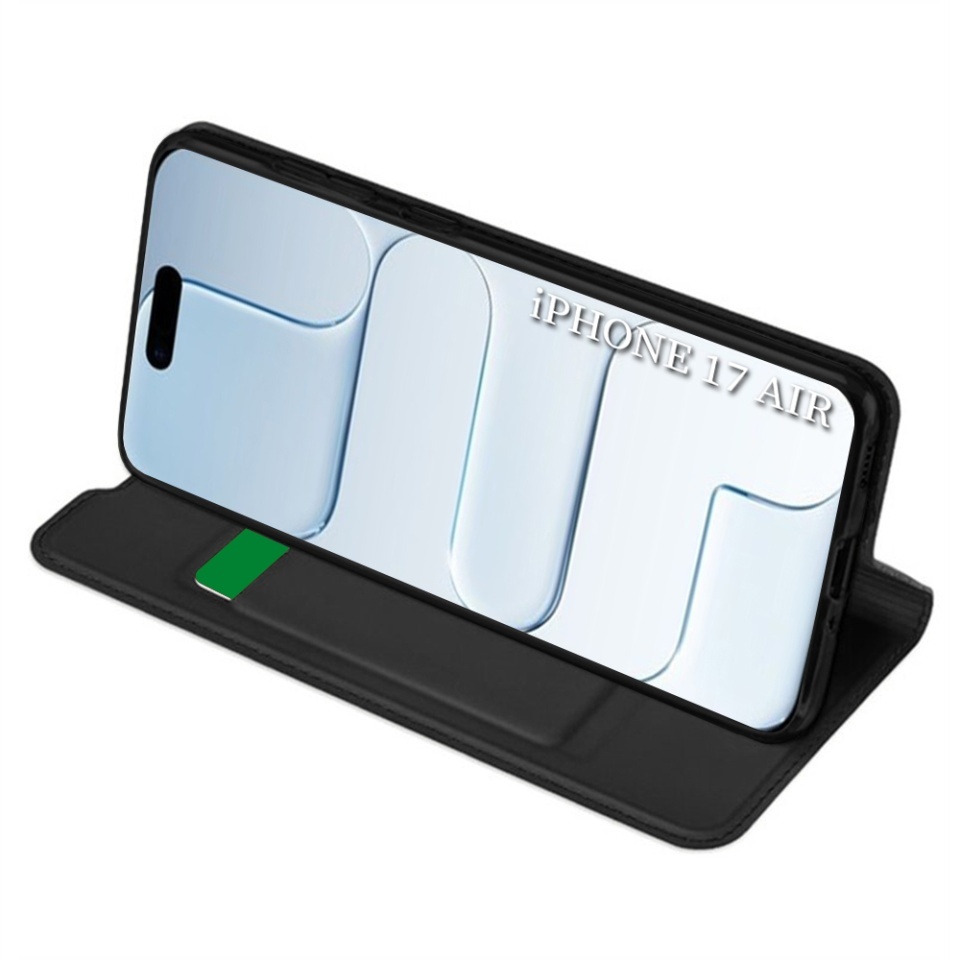 Husa pentru iPhone Air, SKYDDAR INNOVATION, Magskin Book, tip Carte cu Portofel Interior, set cu sticker, Negru - 3 | YEO