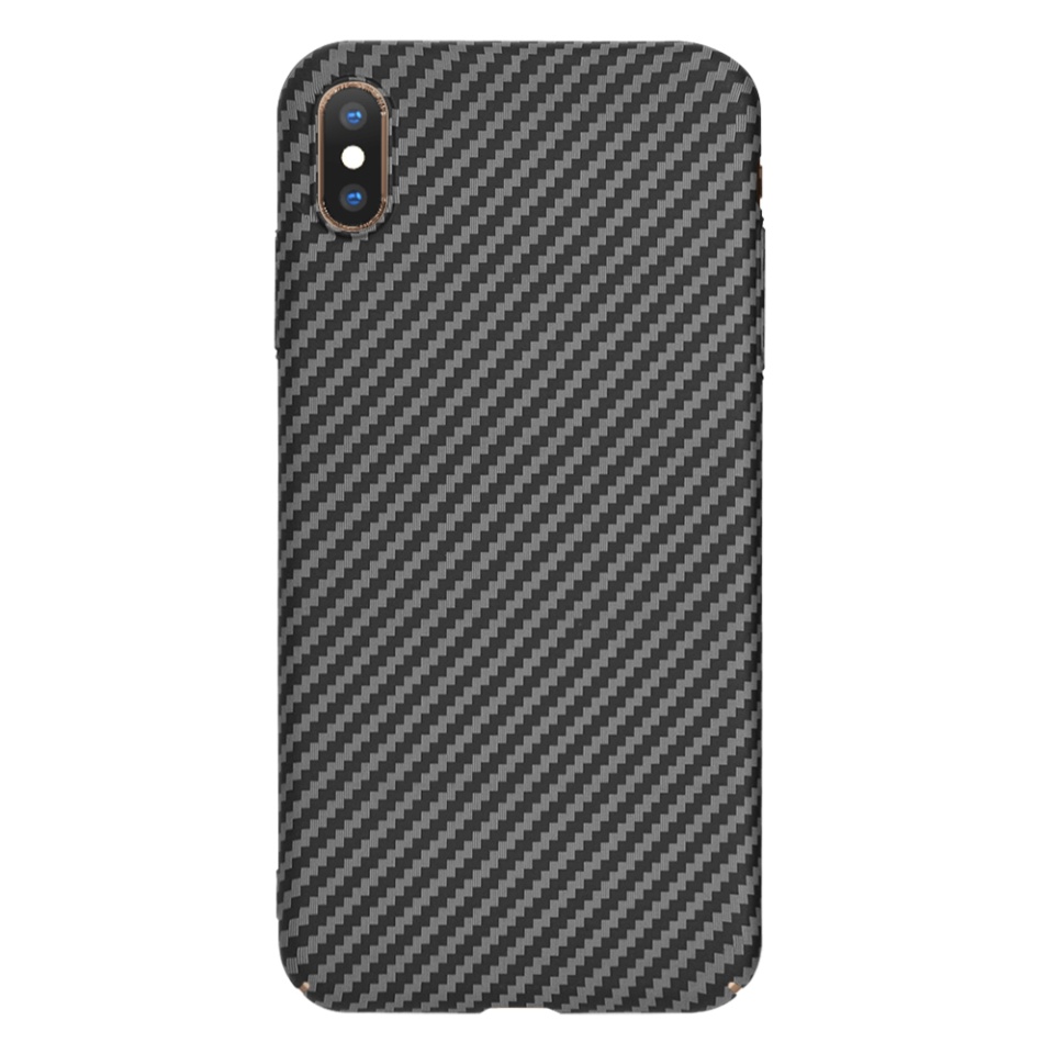 Husa pentru iPhone XS Max, Finisaj Premium cu Textura de Carbon, Design Elegant, SKDR CarbonFlex - Negru - 2 | YEO