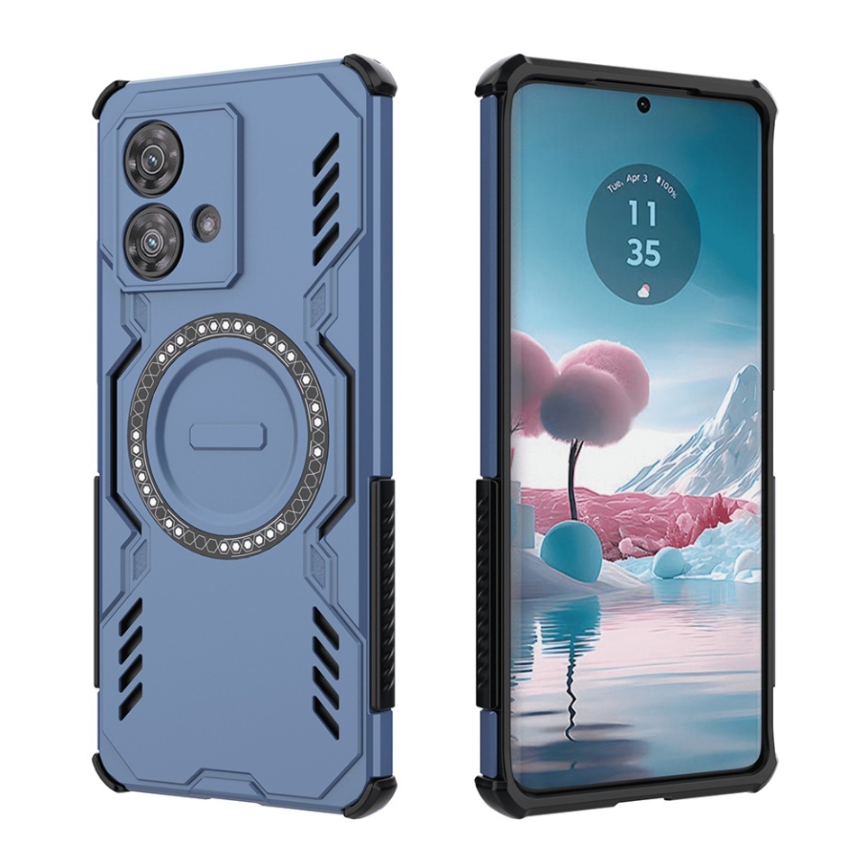 Husa pentru Motorola Edge 40 Neo, SKYDDAR INOVATION, ArmorMag, Magsafe, set cu sticker, Albastru - 1 | YEO
