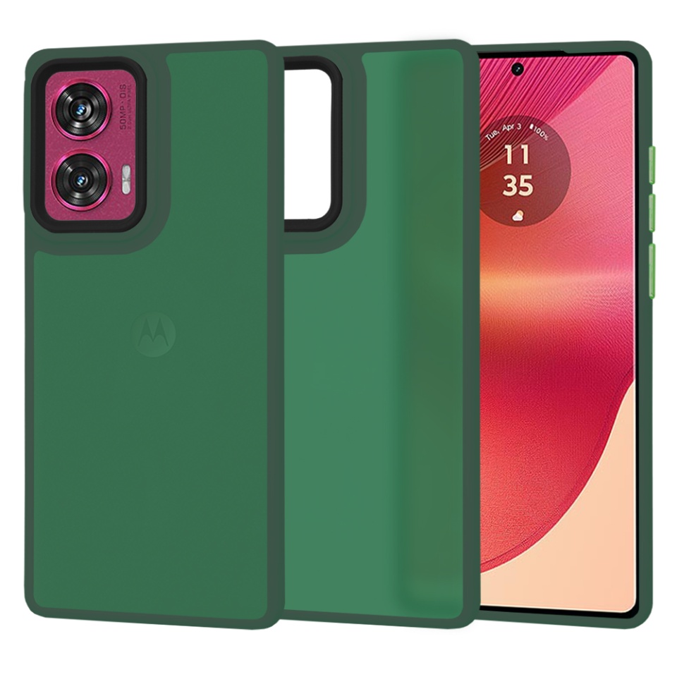 Husa pentru Motorola Edge 50 Fusion, ce Absoarbe Cele mai Aspre Socuri, Skyddar Frosted - Verde inchis