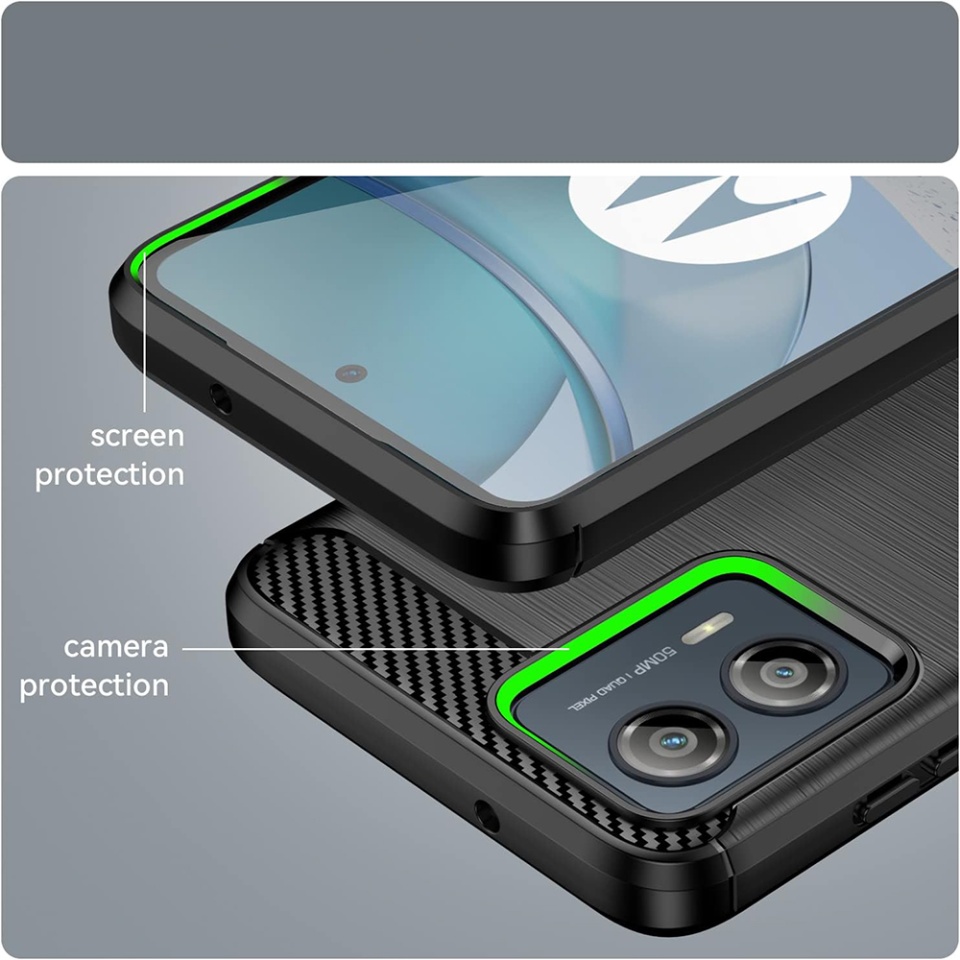 Husa pentru Motorola Edge 50 Fusion din Silicon Premium, Slim, cu textura Fibra Carbon - Negru - 3 | YEO