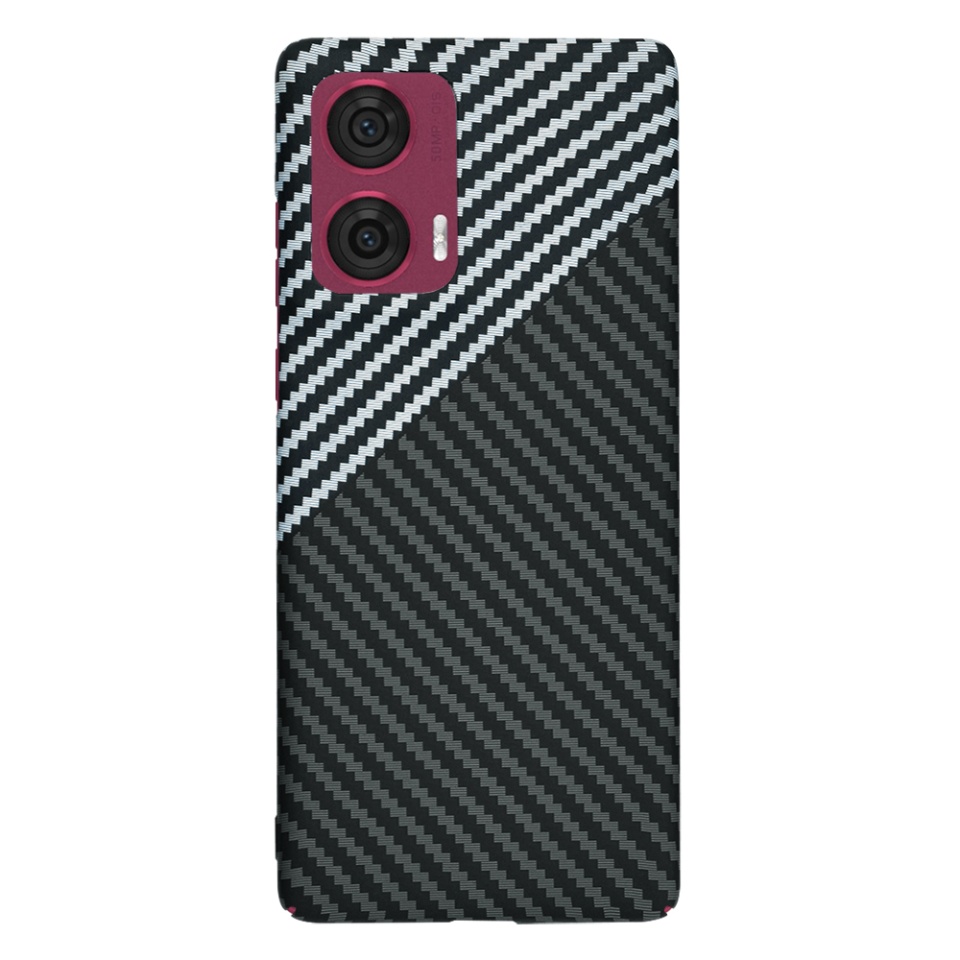 Husa pentru Motorola Edge 50 Fusion, Finisaj Premium cu Textura de Carbon, Design Elegant, SKDR CarbonFlex - Gri - 3 | YEO