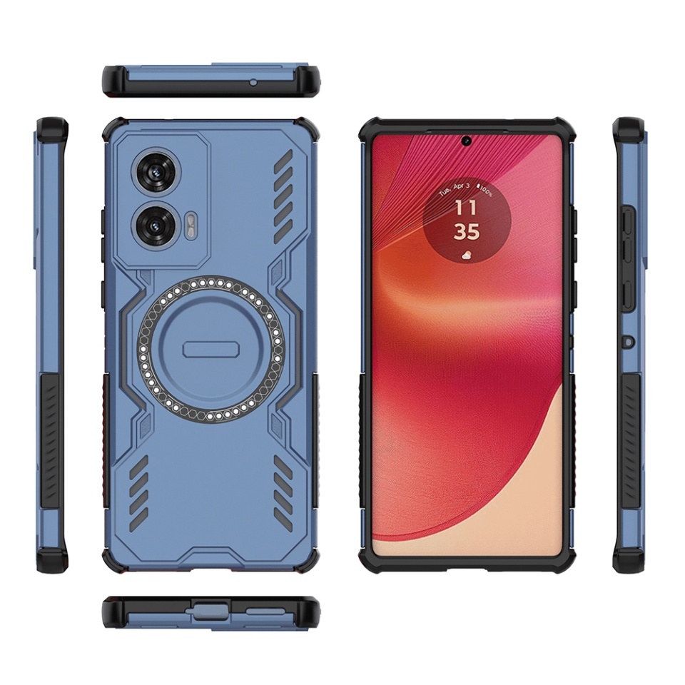 Husa pentru Motorola Edge 50 Fusion, SKYDDAR INOVATION, ArmorMag, Magsafe, set cu sticker, Albastru - 3 | YEO