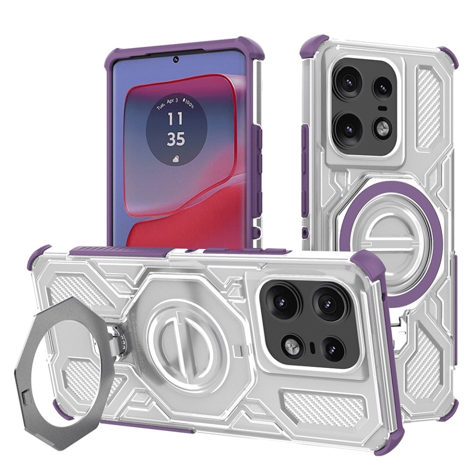 Husa pentru Motorola Edge 50 Pro, Antisoc, SKYDDAR INOVATION, Carbon Shield PRO, Magsafe, set cu sticker, Mov