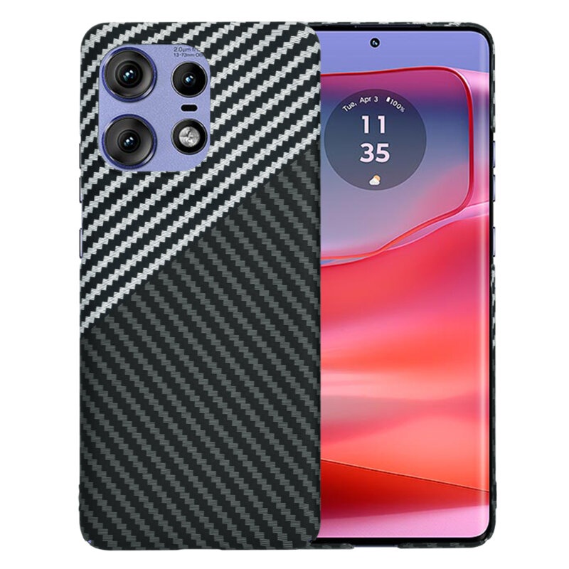 Husa pentru Motorola Edge 50 Pro, Finisaj Premium cu Textura de Carbon, Design Elegant, SKDR CarbonFlex - Gri