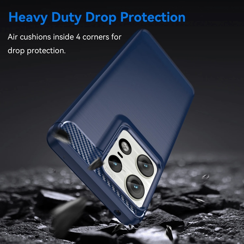 Husa pentru Motorola Edge 50 Pro, SKYDDAR INNOVATION, Carbon Silicone, din Silicon Slim, cu textura Fibra Carbon, set cu sticker, Negru - 5