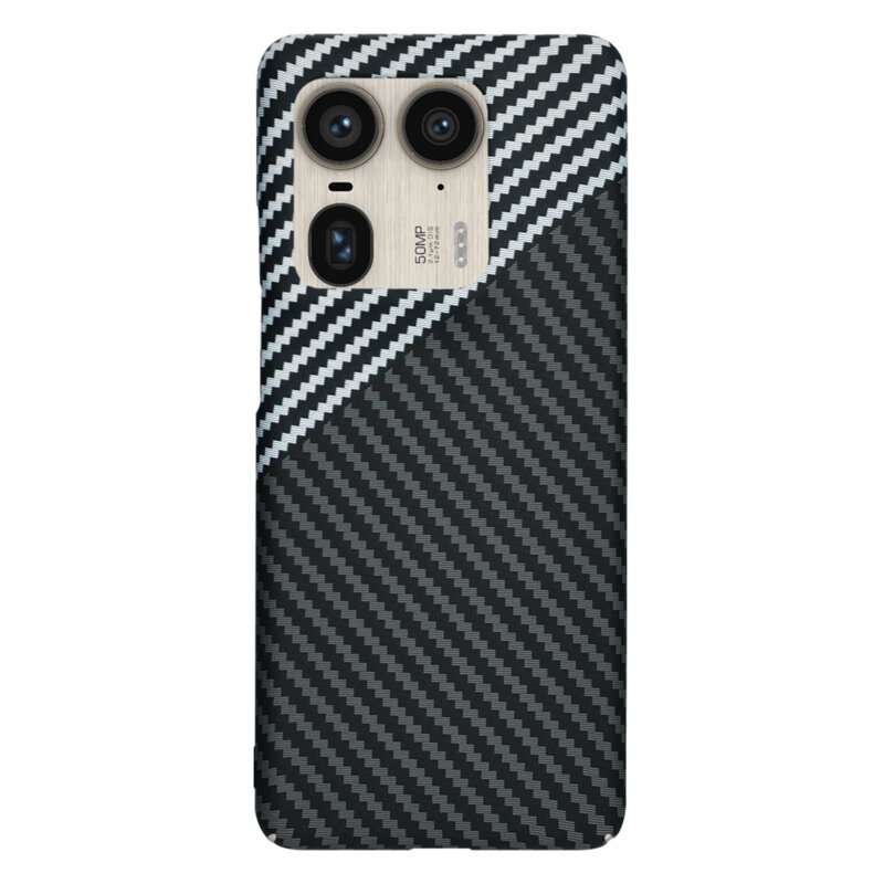 Husa pentru Motorola Edge 50 Ultra, Finisaj Premium cu Textura de Carbon, Design Elegant, SKDR CarbonFlex - Gri - 2 | YEO
