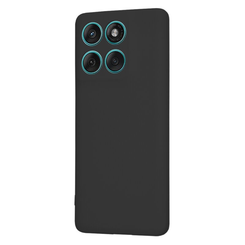 Husa pentru Motorola Edge 60 Fusion, SKYDDAR INNOVATION, din Silicon Catifelat, SoftElegance , Negru, set cu sticker - 2 | YEO