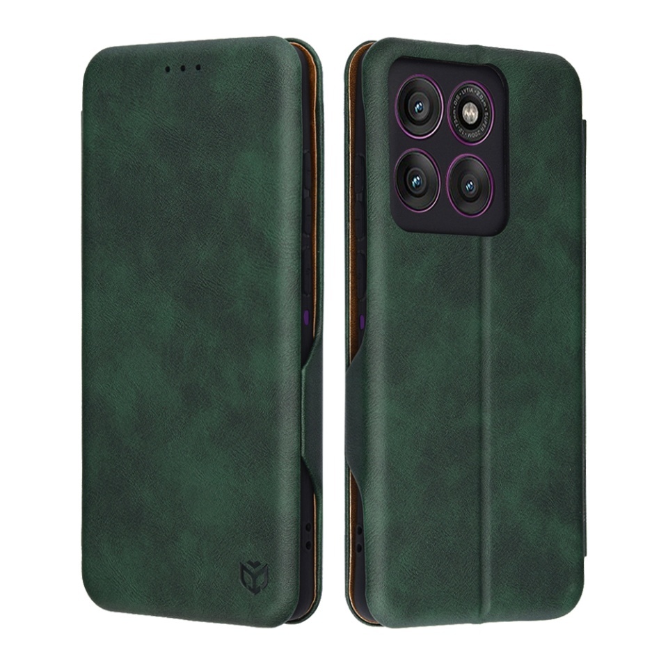 Husa pentru Motorola Edge 60 Pro, SKYDDAR INNOVATION, Safe Wallet tip carte din Piele Ecologica, Suport Carduri, Inchidere Magnetica, Verde, set cu sticker