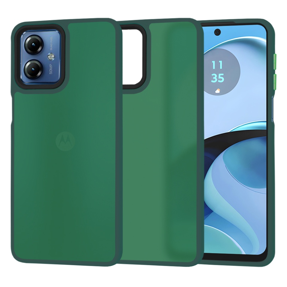 Husa pentru Motorola Moto G14, ce Absoarbe Cele mai Aspre Socuri, Skyddar Frosted - Verde inchis