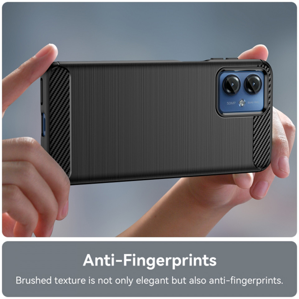 Husa pentru Motorola Moto G14 din silicon, Slim, cu textura Fibra Carbon - Negru - 2 | YEO