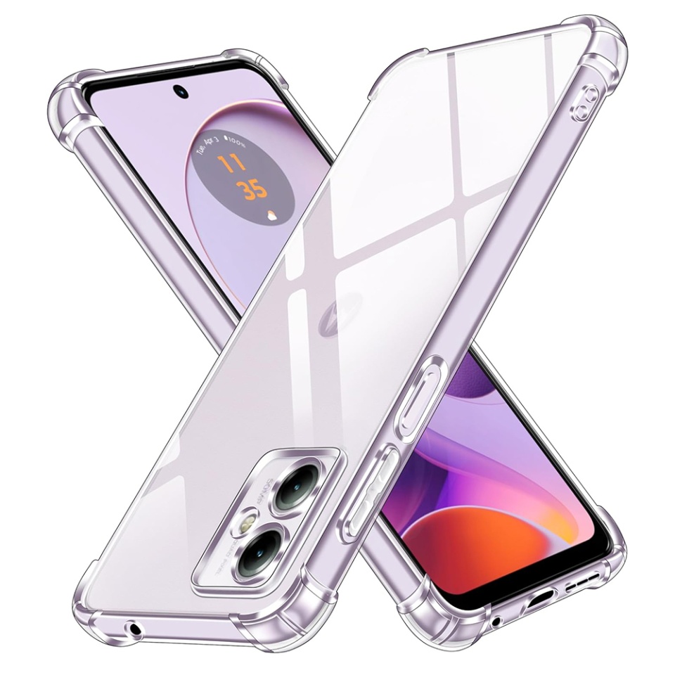 Husa pentru Motorola Moto G14 , SKYDDAR INNOVATION, Shockproof Clear din Silicon Slim, Transparenta, set cu sticker