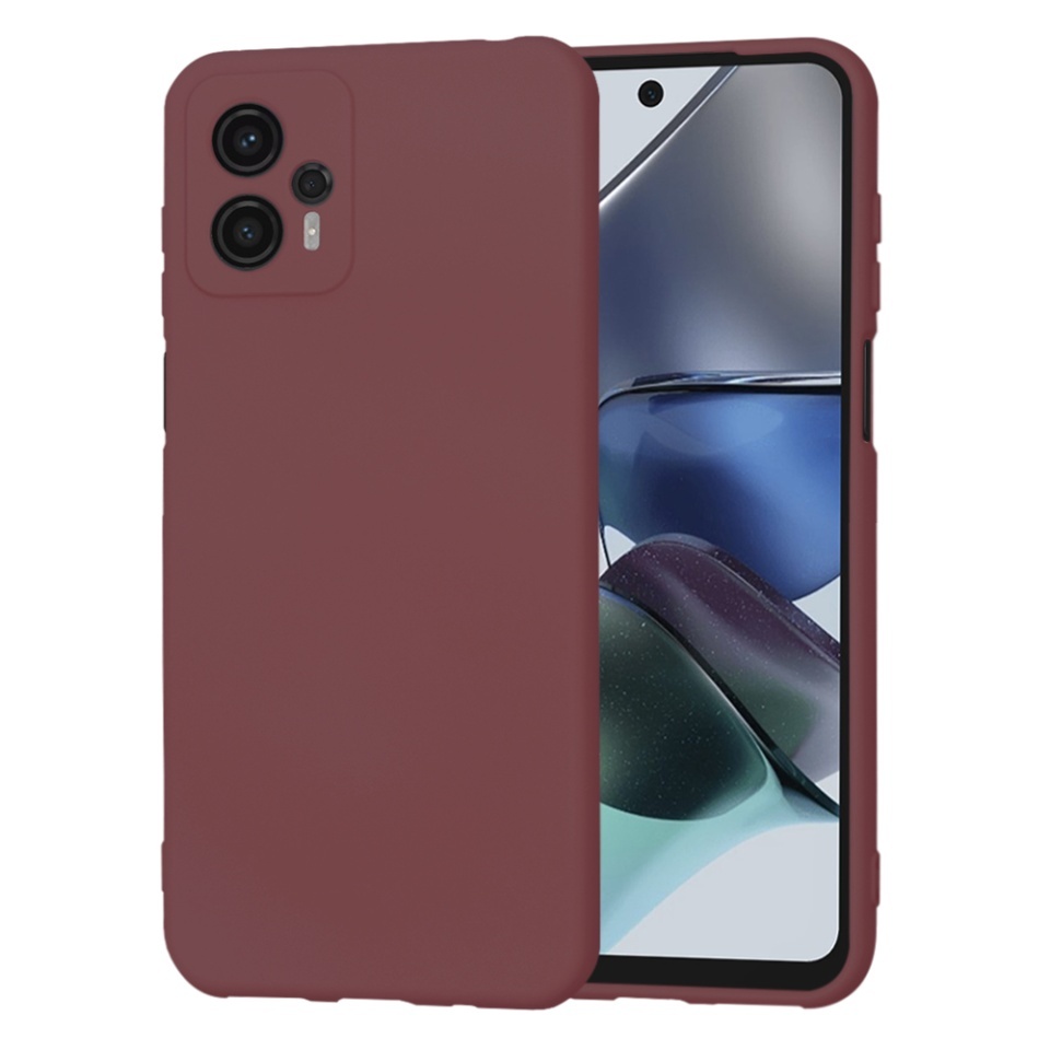 Husa pentru Motorola Moto G23, SKYDDAR INNOVATION, din Silicon Catifelat, SoftElegance, set cu sticker, Bordo