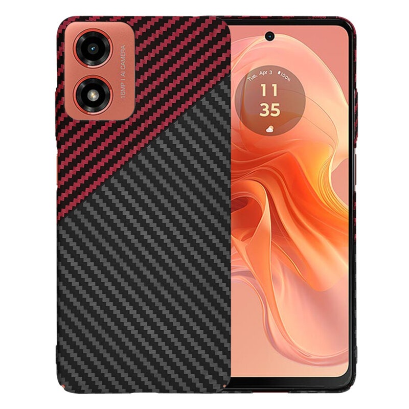 Husa pentru Motorola Moto G24 Power, Finisaj Premium cu Textura de Carbon, Design Elegant, SKDR CarbonFlex - Rosu inchis