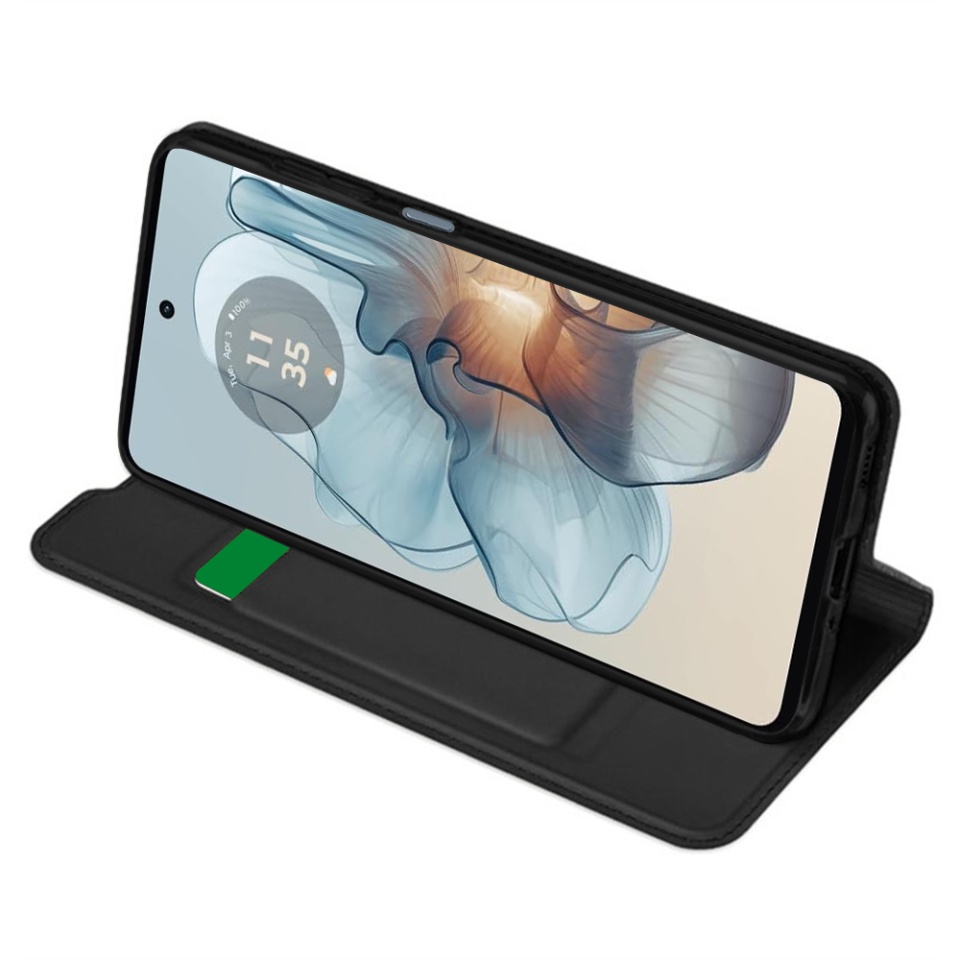 Husa pentru Motorola Moto G24 Power, SKYDDAR INNOVATION, Magskin Book, tip Carte cu Portofel Interior, set cu sticker, Negru - 1 | YEO
