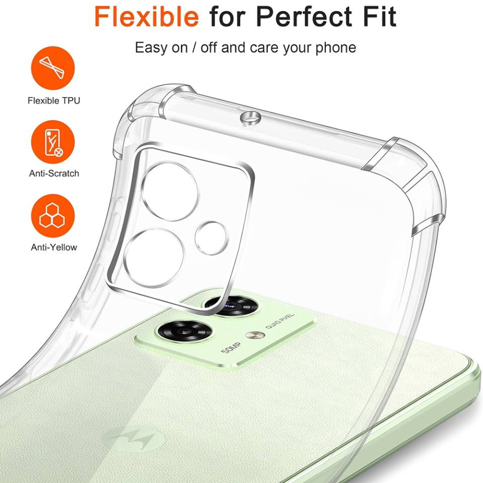 Husa pentru Motorola Moto G54 Power Edition / Moto G64 , SKYDDAR INNOVATION, Shockproof Clear din Silicon Slim, Transparenta, set cu sticker - 2 | YEO