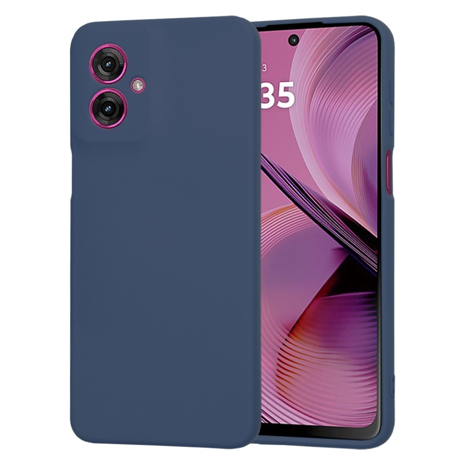 Husa pentru Motorola Moto G55, SKYDDAR INNOVATION, din Silicon Catifelat, SoftElegance, set cu sticker, Bleumarin