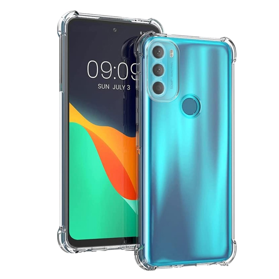 Husa pentru Motorola Moto G71 5G , SKYDDAR INNOVATION, Shockproof Clear din Silicon Slim, Transparenta, set cu sticker