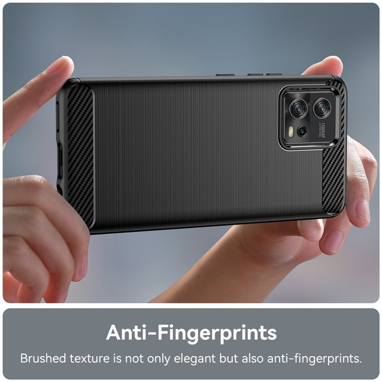 Husa pentru Motorola Moto G72 din silicon, SLIM, cu textură Fibra Carbon Skyddar - Negru - 3 | YEO