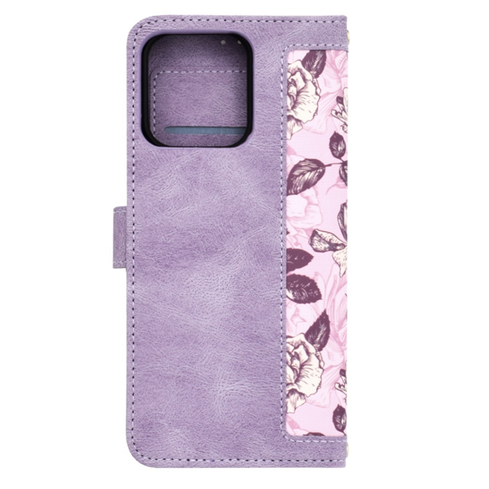 Husa pentru Motorola Moto G75, SKYDDAR INNOVATION, Flipcraft din Piele Ecologică, Stand Integrat, Buzunare pentru Carduri, set cu sticker, Mov - 5