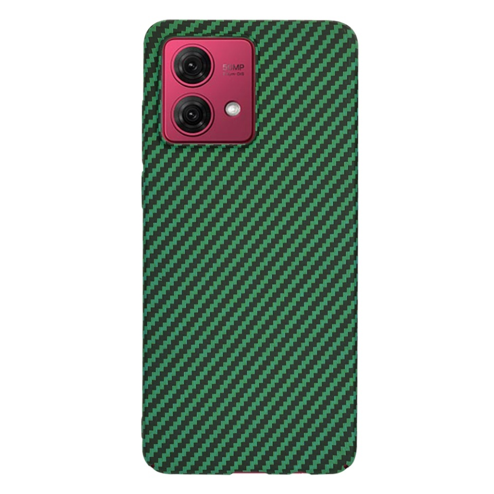 Husa pentru Motorola Moto G84, SKYDDAR INNOVATION, textura carbon, Carbonite FiberShell, set cu sticker, Verde, - 2 | YEO