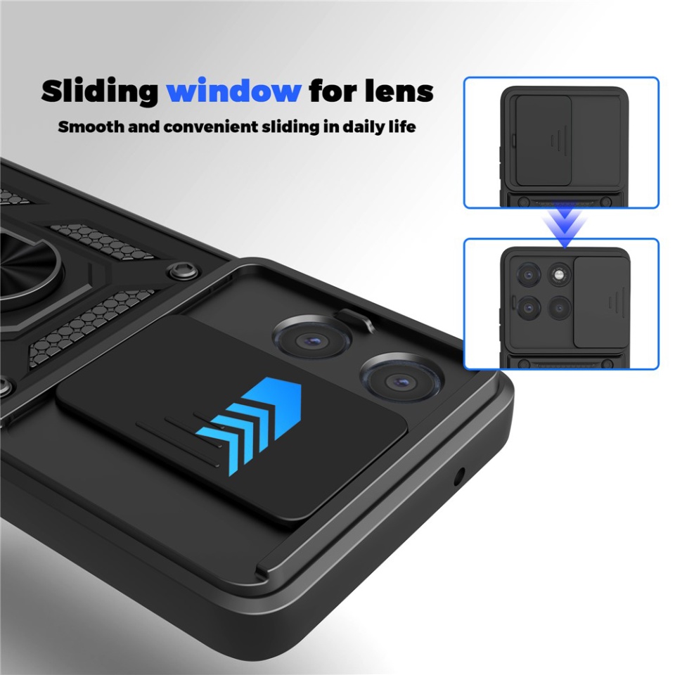 Husa pentru Motorola Moto G86 Power, SKYDDAR INNOVATION, CamShield, Inel magnetic, set cu sticker, Negru - 2 | YEO