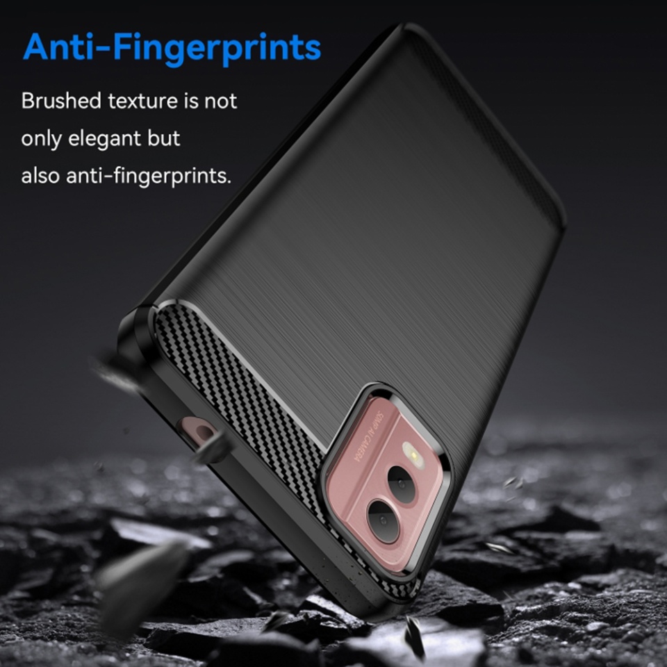 Husa pentru Nokia C32, SKYDDAR INNOVATION, Carbon Silicone, din Silicon Slim, cu textura Fibra Carbon, set cu sticker, Negru - 2 | YEO