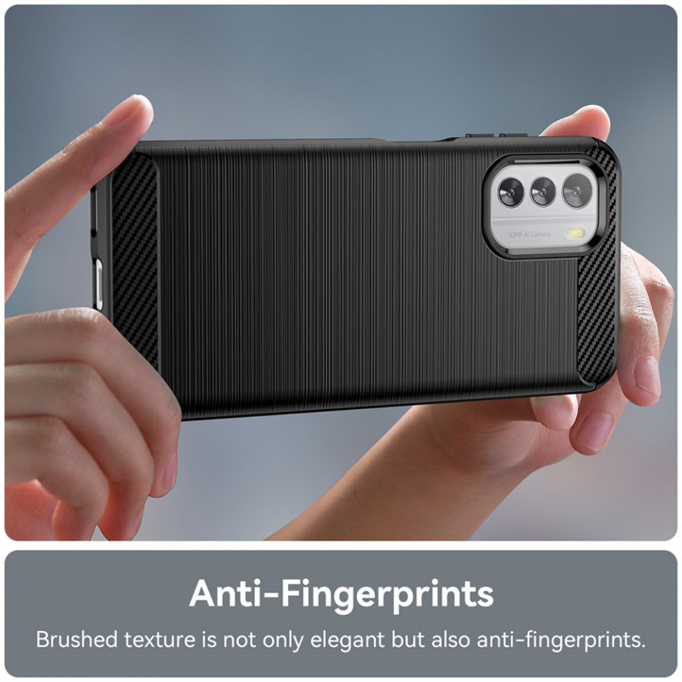Husa pentru Nokia G42 din silicon, Slim, cu textura Fibra Carbon - Negru - 3 | YEO