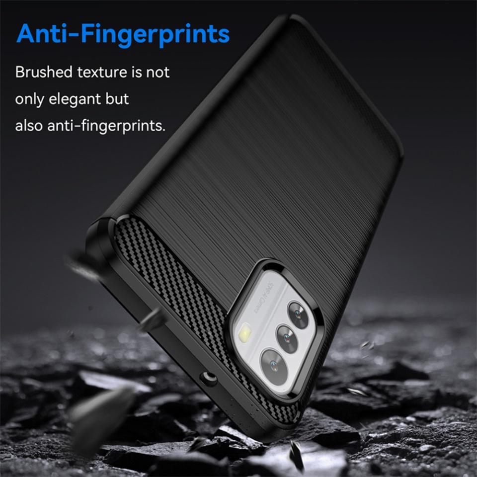 Husa pentru Nokia G42, SKYDDAR INNOVATION, Carbon Silicone, din Silicon Slim, cu textura Fibra Carbon, set cu sticker, Negru - 3 | YEO