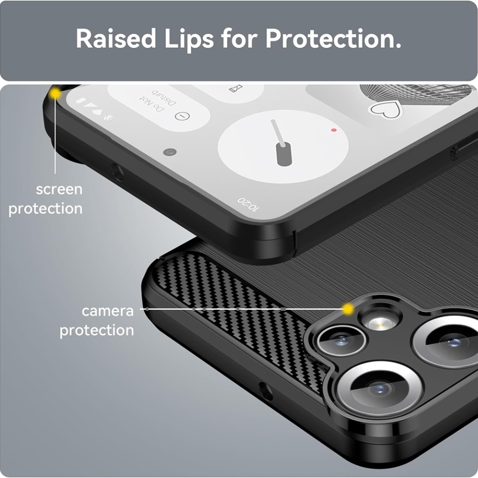 Husa pentru Nothing CMF Phone 2 Pro, SKYDDAR INNOVATION, Carbon Silicone, din Silicon Slim, cu textura Fibra Carbon, set cu sticker, Negru - 3 | YEO
