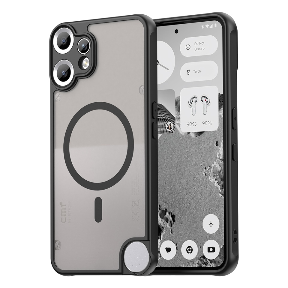 Husa pentru Nothing CMF Phone 2 Pro, SKYDDAR INNOVATION, HaloFrost MagSafe II, Antisoc, set cu sticker, Negru