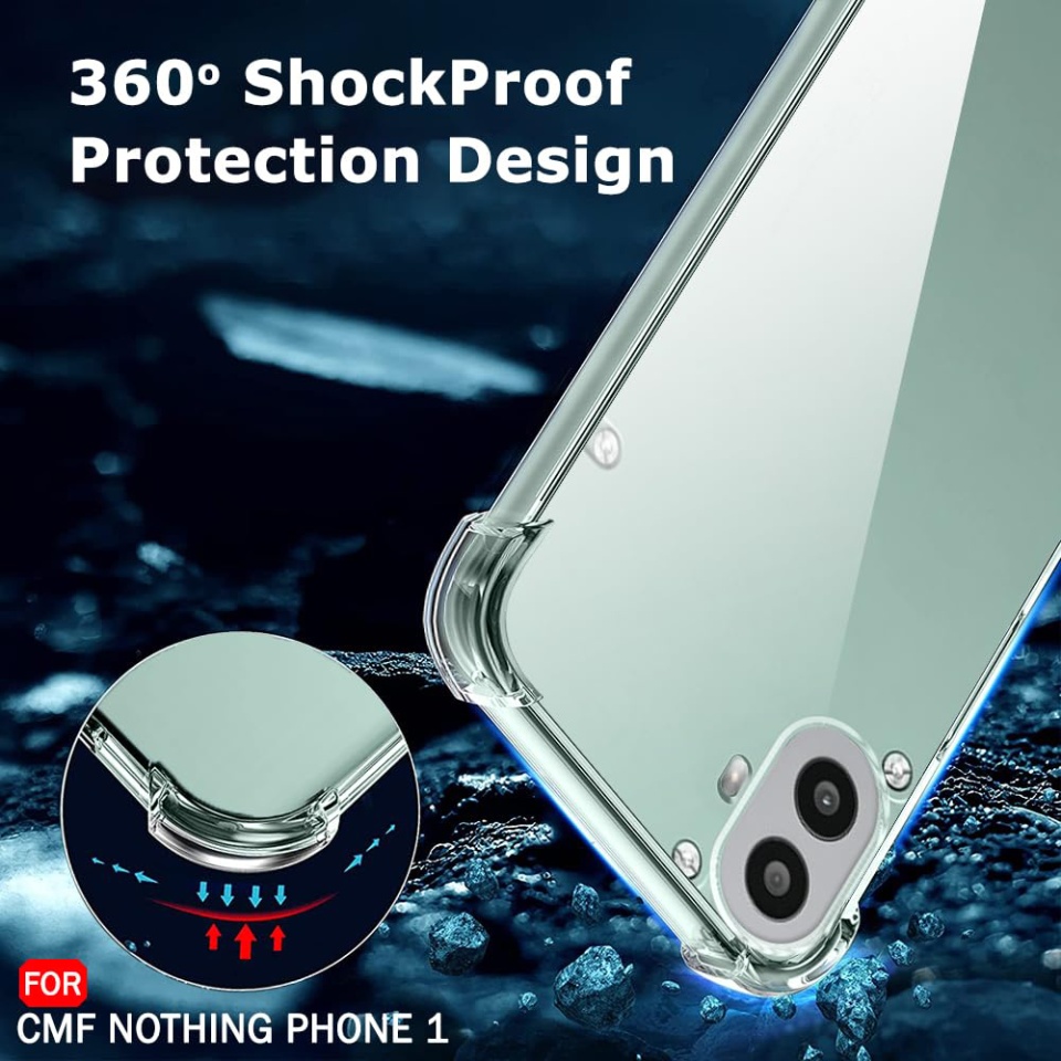 Husa pentru Nothing CMF Phone 2 Pro, SKYDDAR INNOVATION, Shockproof Clear Silicone, Silicon Slim, set cu sticker, Transparenta - 1 | YEO