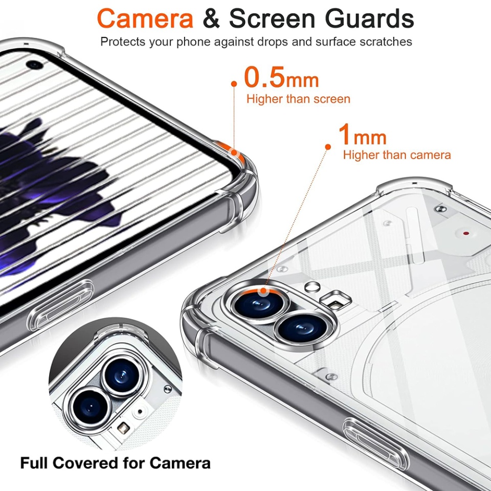 Husa pentru Nothing Phone (1) , SKYDDAR INNOVATION, Shockproof Clear din Silicon Slim, Transparenta, set cu sticker - 3 | YEO