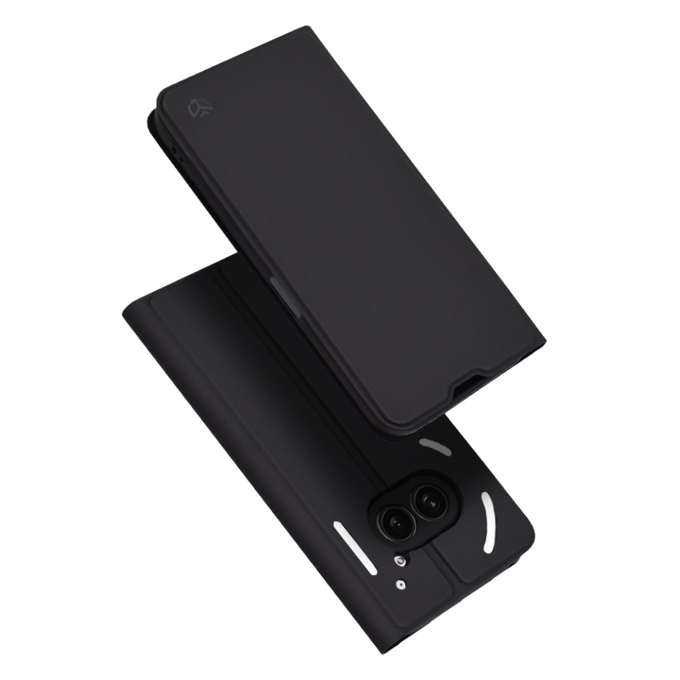 Husa pentru Nothing Phone (2a) / Phone (2a) Plus, SKYDDAR INNOVATION, Magskin Book, tip Carte cu Portofel Interior, set cu sticker, Negru