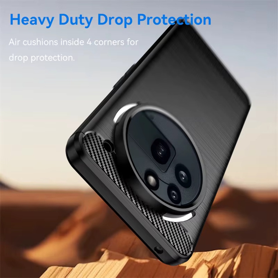 Husa pentru Nothing Phone (3a) Pro, SKYDDAR INNOVATION, Carbon Silicone, din Silicon Premium, Slim, cu textura Fibra Carbon, Negru, set cu sticker - 2 | YEO