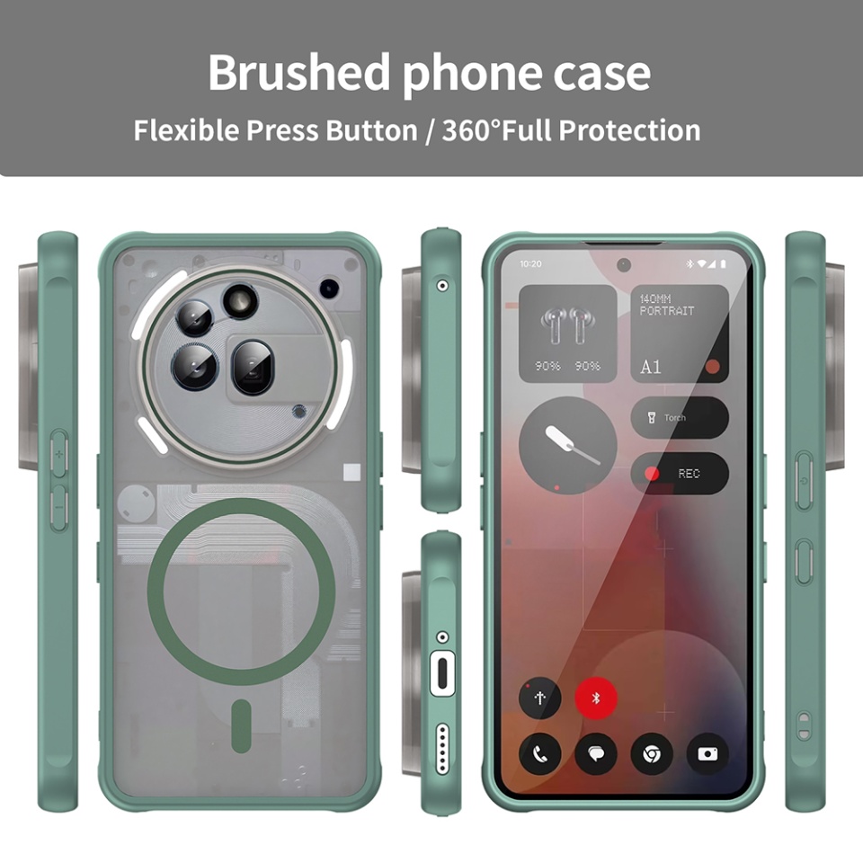 Husa pentru Nothing Phone (3a) Pro, SKYDDAR INNOVATION, HaloFrost MagSafe II, Antisoc, set cu sticker, Verde - 2 | YEO