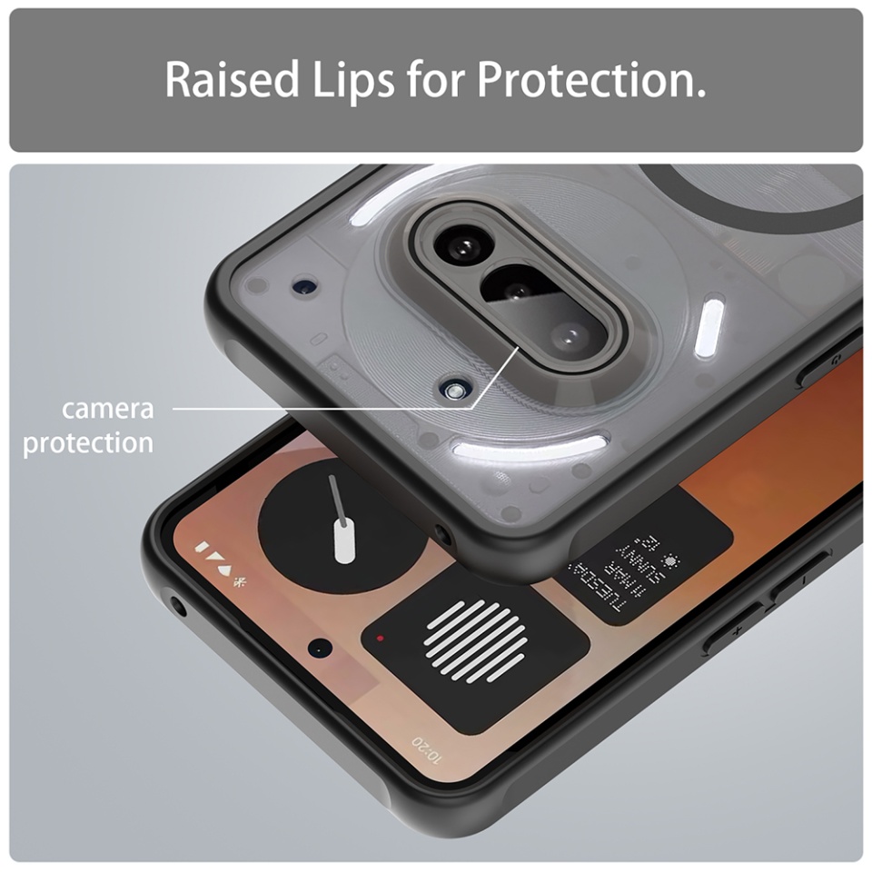 Husa pentru Nothing Phone (3a), SKYDDAR INNOVATION, HaloFrost MagSafe II, Antisoc, set cu sticker, Negru - 2 | YEO