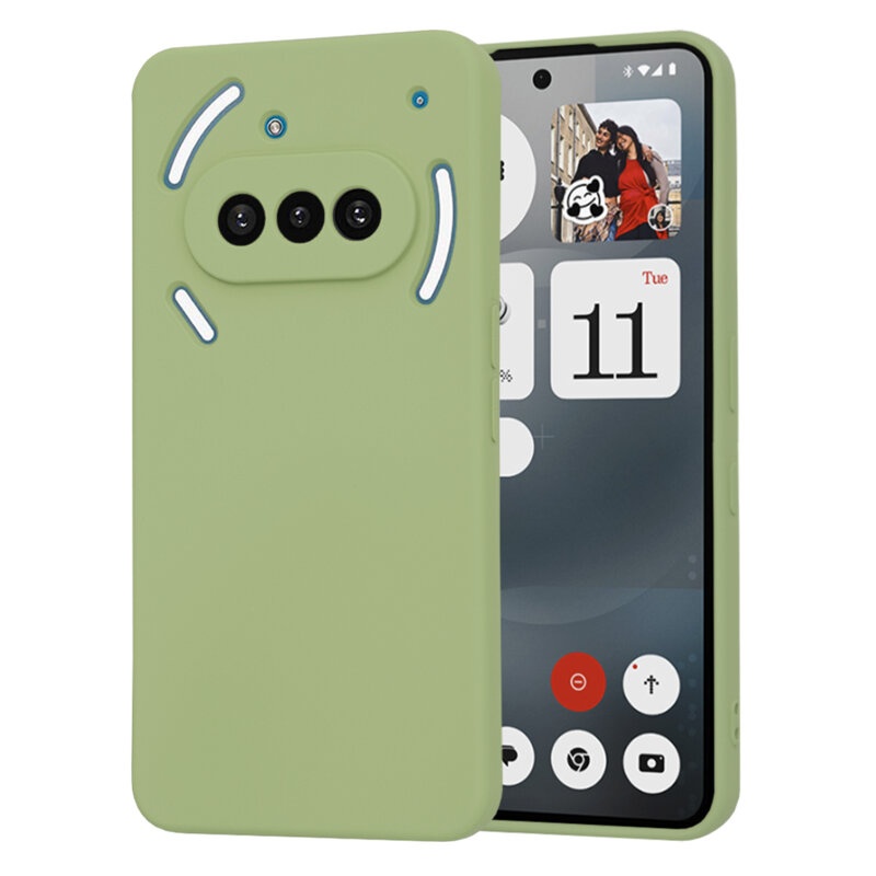 Husa pentru Nothing Phone (3a), SKYDDAR INNOVATION, SoftElegance din Silicon Catifelat, set cu sticker, Verde