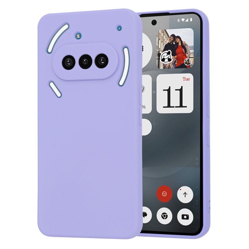 Husa pentru Nothing Phone (3a), SKYDDAR INNOVATION, SoftElegance din Silicon Catifelat, set cu sticker, Violet