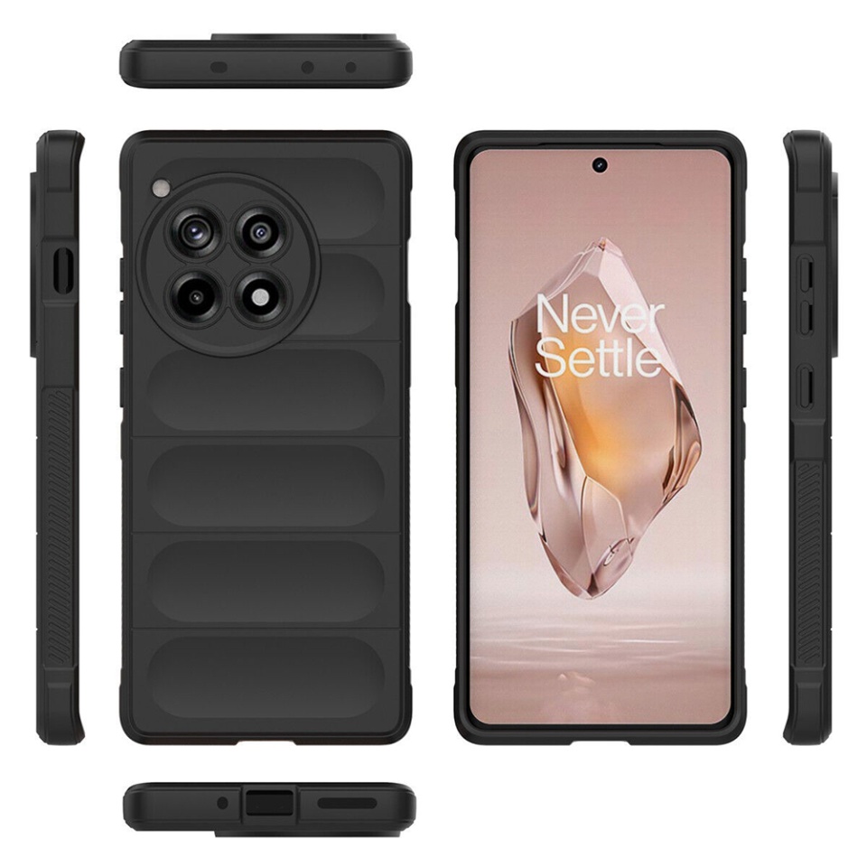 Husa pentru OnePlus 12R, SKYDDAR INNOVATION, Magic Shield, din Silicon Mat, set cu sticker, Negru - 1 | YEO