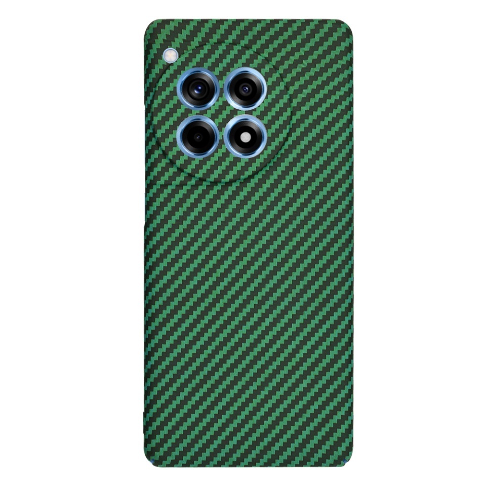 Husa pentru OnePlus 12R, SKYDDAR INNOVATION, textura carbon, Carbonite FiberShell, set cu sticker, Verde, - 2 | YEO